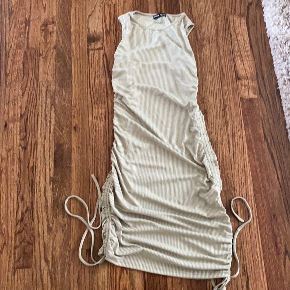 New safe green ruched dress